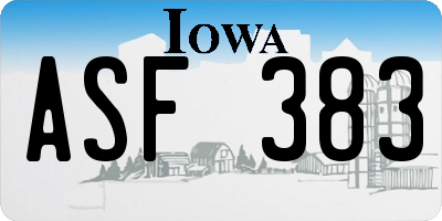 IA license plate ASF383