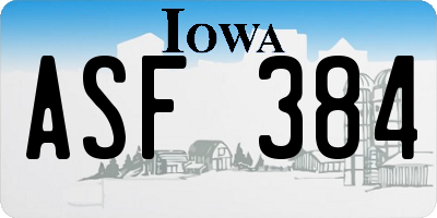 IA license plate ASF384