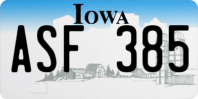 IA license plate ASF385