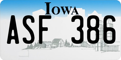 IA license plate ASF386