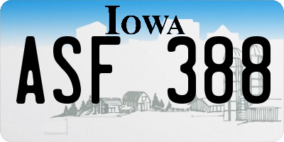 IA license plate ASF388