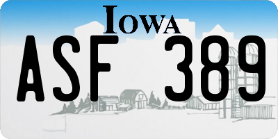 IA license plate ASF389