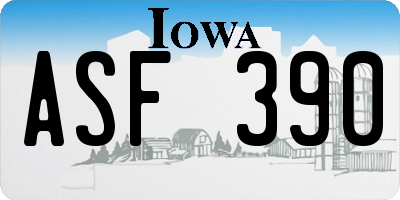 IA license plate ASF390