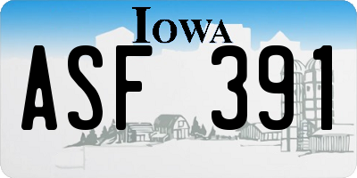 IA license plate ASF391