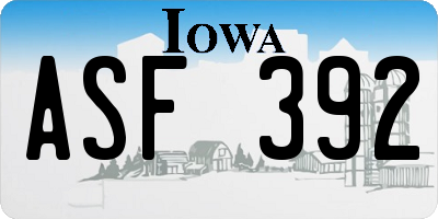 IA license plate ASF392
