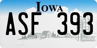 IA license plate ASF393