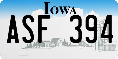 IA license plate ASF394