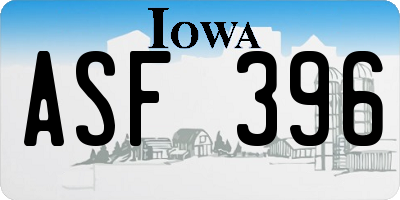 IA license plate ASF396