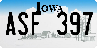 IA license plate ASF397