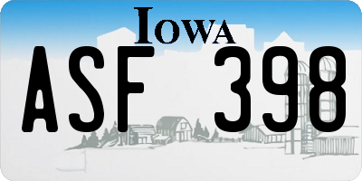 IA license plate ASF398