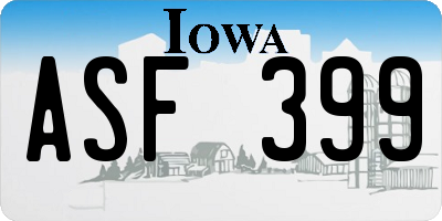 IA license plate ASF399