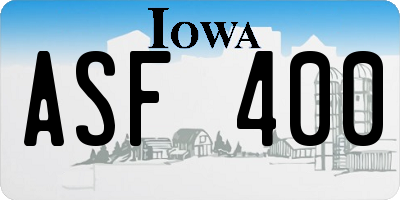 IA license plate ASF400