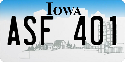 IA license plate ASF401