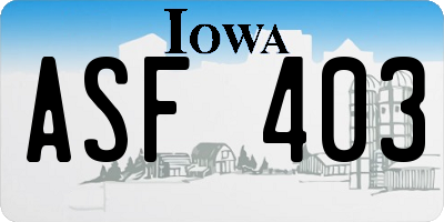 IA license plate ASF403