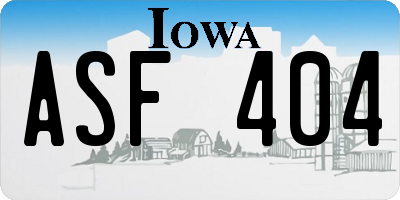 IA license plate ASF404