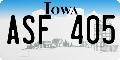 IA license plate ASF405