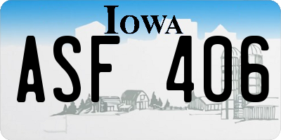 IA license plate ASF406