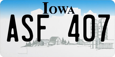 IA license plate ASF407