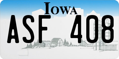 IA license plate ASF408