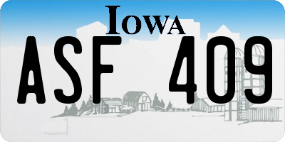 IA license plate ASF409