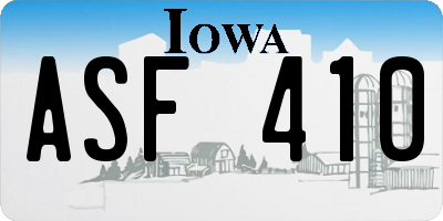 IA license plate ASF410
