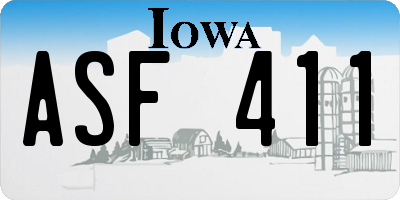 IA license plate ASF411