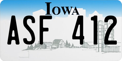 IA license plate ASF412