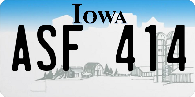 IA license plate ASF414