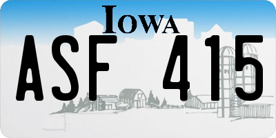 IA license plate ASF415