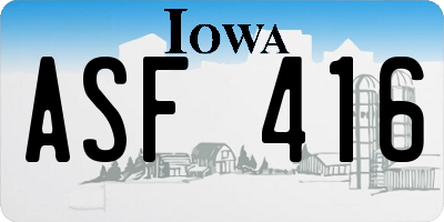 IA license plate ASF416