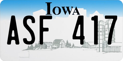 IA license plate ASF417