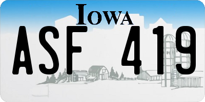 IA license plate ASF419