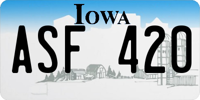 IA license plate ASF420