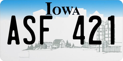IA license plate ASF421