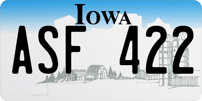 IA license plate ASF422