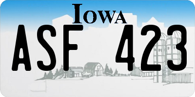 IA license plate ASF423