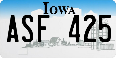 IA license plate ASF425