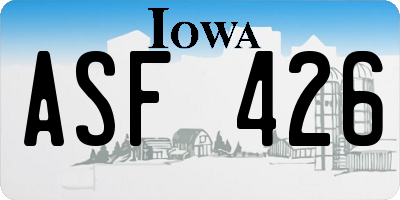 IA license plate ASF426