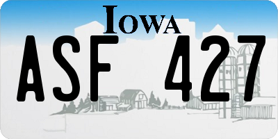 IA license plate ASF427