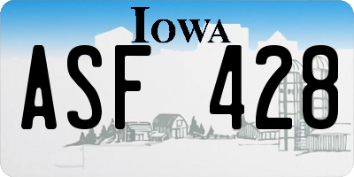 IA license plate ASF428