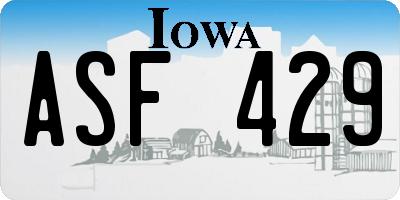 IA license plate ASF429