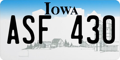 IA license plate ASF430