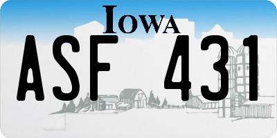 IA license plate ASF431