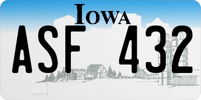 IA license plate ASF432