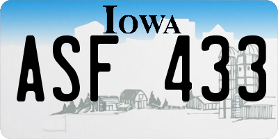 IA license plate ASF433