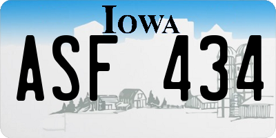 IA license plate ASF434