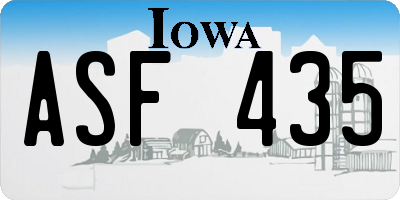 IA license plate ASF435