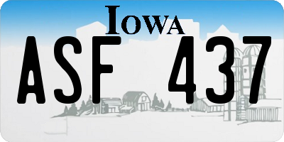 IA license plate ASF437