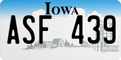 IA license plate ASF439