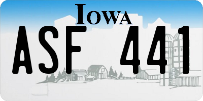 IA license plate ASF441